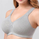 Women Plus Size Deep Plunge Comfy Cotton Bras - Apricot