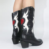 Fashion Contrast Color Mid Calf Boots