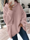 Winter Turtleneck Pullover Loose Batwing Sleeve Lady Knitted Sweaters