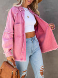 Women's Fashion Raw Edge Single Breasted Sweet Denim Coats