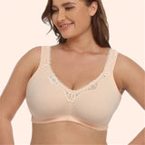 Women Plus Size Deep Plunge Comfy Cotton Bras - Gray