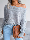 Women's Casual Loose Hollow Out Off Shoulder Knitted Sweaters