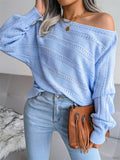 Women's Casual Loose Hollow Out Off Shoulder Knitted Sweaters