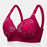 Women's Wireless Floral Embroidered Comfy Bras - Black