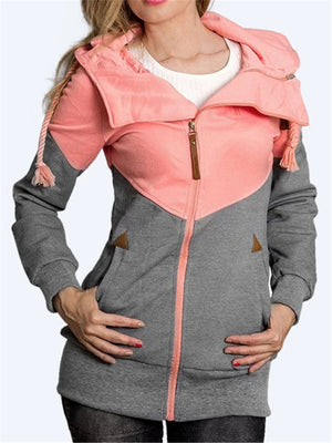 New Casual Contrast Color Zipper Hoodies