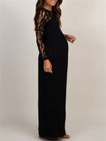 European American Fashion Solid Maternity Lace Cut-Out Dress