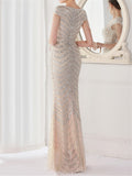 Graceful Patchwork Design Sexy Slim Contrast Color Sequins Evening Dresses