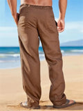 Soft Cotton&Linen Elastic Waist Beach Pants