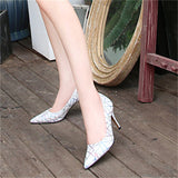 New Fashion Printed Stiletto Heels Pointed Toe 3 Inches Heels