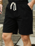 Men's Summer Wide Leg Solid Color Loose Drawstring Shorts