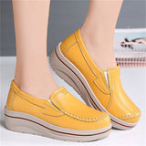 Korean Style Women Walking Leather Plus Size Round Toe Loafers