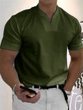 Muscle Men's Short Sleeve Stretchy Summer V Neck Shirt for Sports