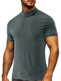 Slim Fit Short Sleeve Men's Turtleneck Base Shirts for Summer