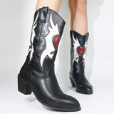 Fashion Contrast Color Mid Calf Boots