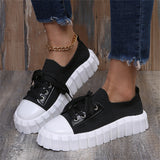 Fashion Thick Sole Round Toe Lace-Up Leisure Shoes