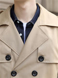 Men's Double-Breasted Lapel Gentleman Business Casual Long Trench Coat