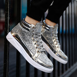 Men's Personality Casual High-top Sequins Martin Boots