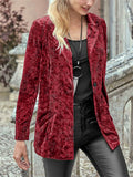 Women's Casual Lapel One Button Velvet Blazer