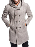 Men's Fashion Hooded Woolen Trench Coat