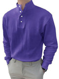 Men's Trendy Stand Collar Long Sleeve Pullover Office Wear Shirts