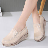 Korean Style Women Walking Leather Plus Size Round Toe Loafers