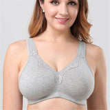 Women Plus Size Deep Plunge Comfy Cotton Bras - Black