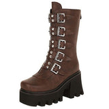 Punk Style Super Cool PU Leather Winter High Boots for Women