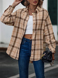 Fashion Leisure Baggy Grid Long Sleeve Women's Blouses