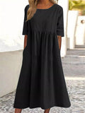 Women's Cozy Cotton Linen Tunic Dress