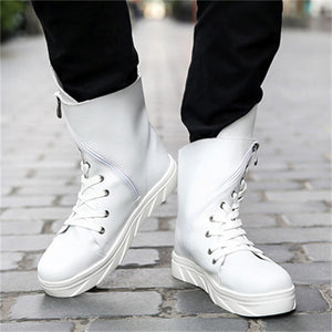 Street Style Thick Sole High Top Zipper Boots for Male Rapper