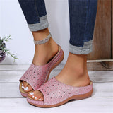 Thick Bottom Crystal Open Toe Slippers for Ladies