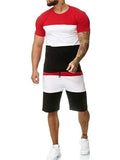 New Fitness Patchwork Homewear Shorts Sleeve T-Shirt + Shorts