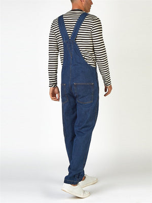 Men's New Popular Dark Blue Denim Street Overalls