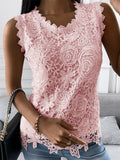 Women's Lace Jacquard Sleeveless Tank Shirts