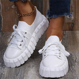 Fashion Thick Sole Round Toe Lace-Up Leisure Shoes