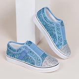 Women's Slip on Sequined Patchwork Flat Sneaker Shoes