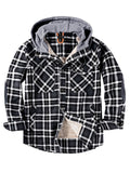 Men's Fashion Warm Fleece Lining Hooded Plaid Jackets for Winter