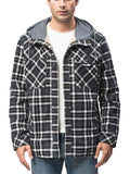 Men's Fashion Warm Fleece Lining Hooded Plaid Jackets for Winter