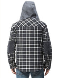 Men's Fashion Warm Fleece Lining Hooded Plaid Jackets for Winter