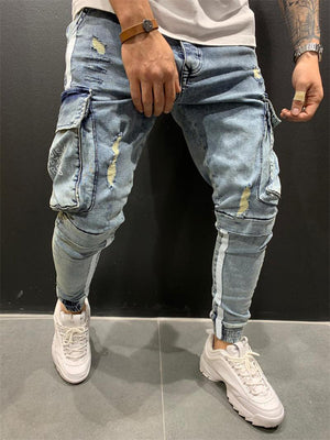 Fashion Comfy Hip Hop Holes Ripped Jeans for Men