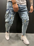 Fashion Comfy Hip Hop Holes Ripped Jeans for Men