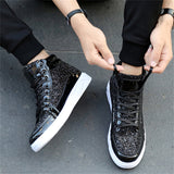 Men's Personality Casual High-top Sequins Martin Boots