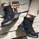 Men's High Top Lace Up Round Toe Anti-Smash Safety Work Boots