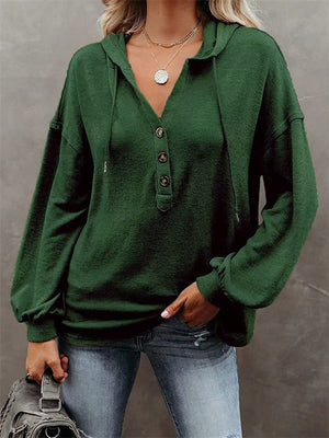 Casual Loose V-Neck Long Sleeve Hoodies