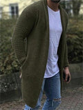 Men's Loose Open Front Long Solid Color Knitted Cardigan