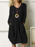 Cotton Linen Casual Oversized Big Pockets Women's Dress