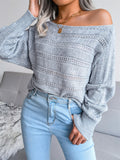 Women's Casual Loose Hollow Out Off Shoulder Knitted Sweaters