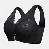 Women's Floral Lace Push Up Gather Bras - Black