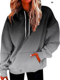 Women's Casual Gradient Color Hooded Pullover Sweatshirt