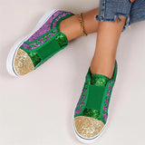 Women's Slip on Sequined Patchwork Flat Sneaker Shoes